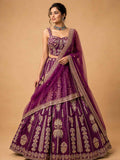 Wine Designer Lehenga Choli for Women | Embroidered Wedding Lehenga