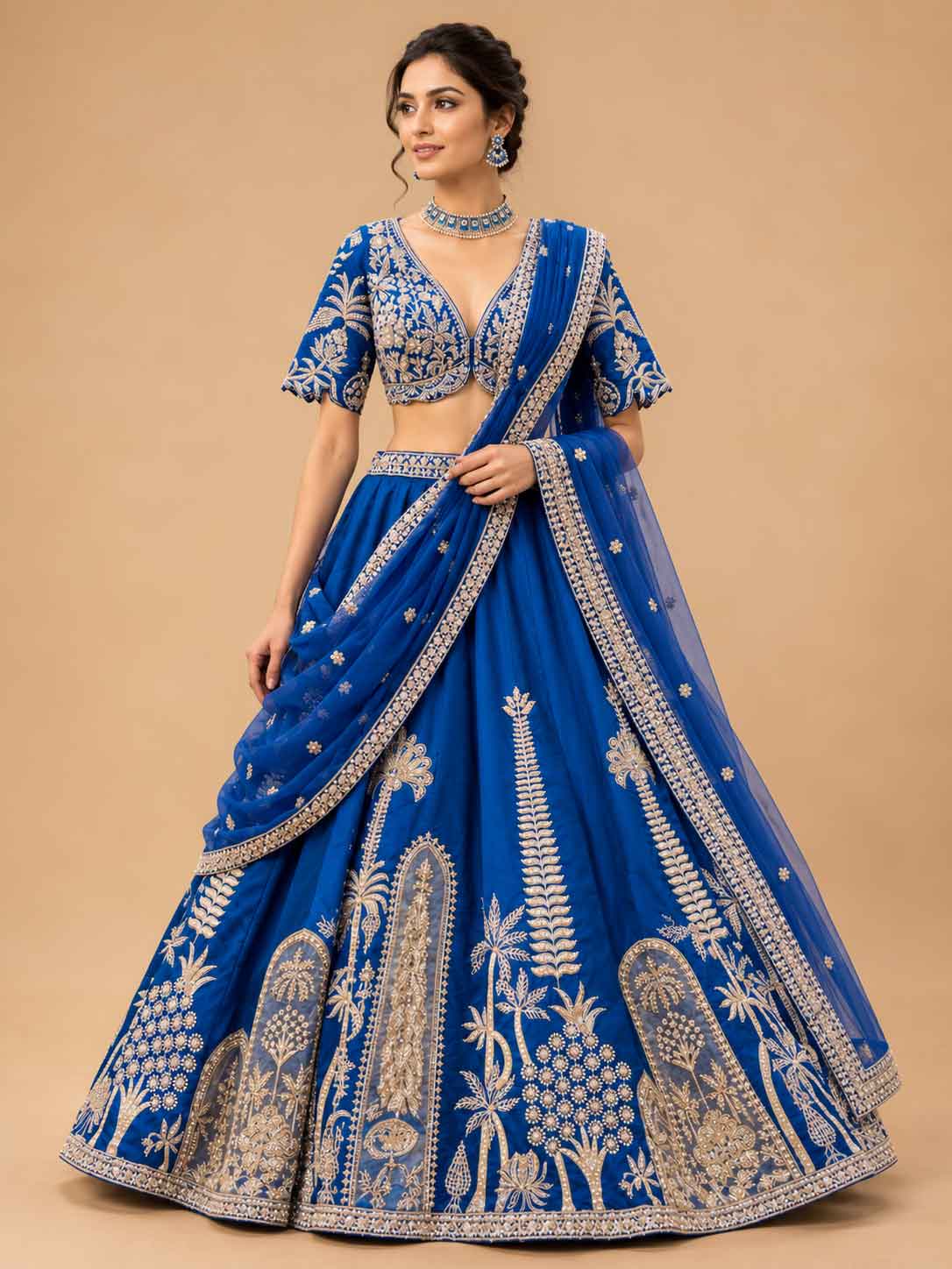 Royal Blue Designer Lehenga Choli for Women | Embroidered Wedding Lehenga
