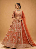 Orange Designer Lehenga Choli for Women | Embroidered Wedding Lehenga