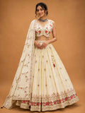 Cream Designer Lehenga Choli for Women | Floral Embroidered Wedding Lehenga
