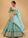 Firozi Designer Lehenga Choli for Women | Embroidered Wedding Lehenga