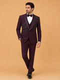 Luxury Burgundy Embellished Tuxedo Suit for Men | Premium Designer Wedding, Reception & Black Tie Wear