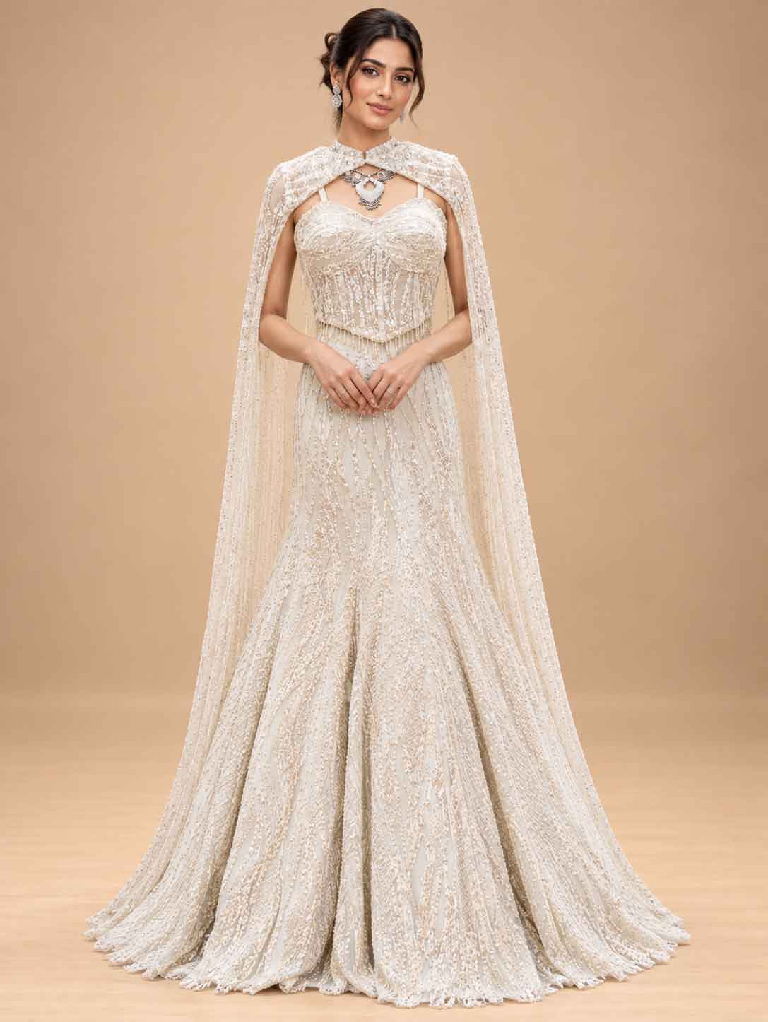 Ivory embellished gown