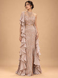 Blush Beige Embellished Gown for Women | Designer Evening & Party Wear