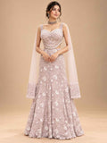Blush Pink Embellished Gown for Women | Designer Wedding & Party Wear