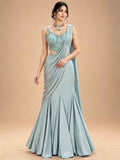Powder Blue Pre-Draped Saree for Women | Designer Party & Wedding Wear