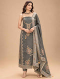 Grey Embroidered Dress Material Set with Designer Dupatta | Women's Ethnic Suit Material