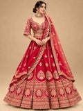 Red Embroidered Lehenga Set with Designer Blouse & Dupatta | Women's Wedding Wear