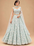 Ice Blue Embroidered Dress Material with Dupatta | Designer Ethnic Wear