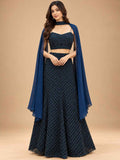 Midnight Blue Embellished Lehenga Set with Dupatta | Designer Festive Wear