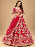 Red & Ivory Embroidered Lehenga Set with Dupatta | Women's Bridal & Wedding Wear