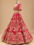 Red & Ivory Embroidered Lehenga Set with Dupatta | Women's Bridal & Wedding Wear