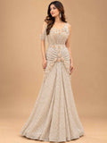 Ivory Embellished Floor-Length Gown with Beadwork & Floral Detailing | Women's Occasion Wear