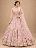 Pastel Peach Embroidered Lehenga Set with Dupatta | Women's Wedding Wear