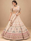 Ivory Multicolour Embroidered Lehenga Set with Dupatta | Women's Ethnic Wedding Wear