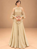 Ivory Embellished Peplum Kurta with Wide-Leg Sharara Set | Women's Festive Wear