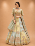 Pista Green Embroidered Lehenga Set with Blouse & Dupatta | Festive Wear