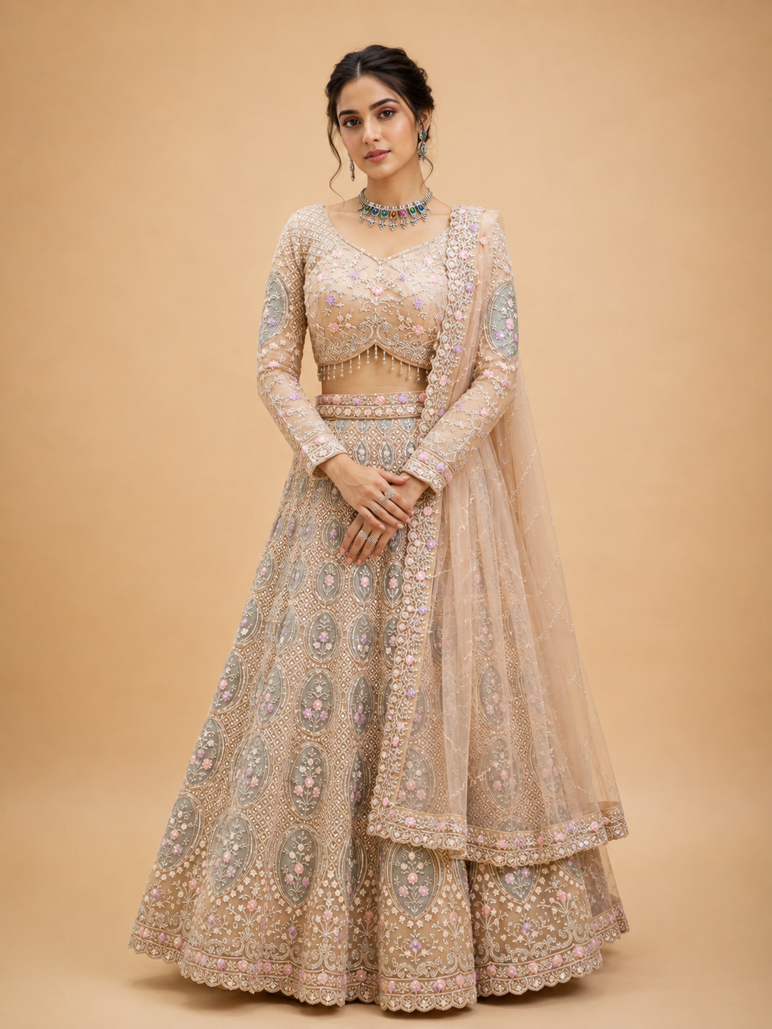 Pink Embroidered Lehenga Set with Blouse & Dupatta | Wedding & Festive Wear