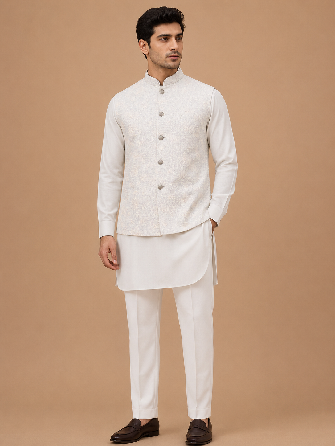 Men's Sky Blue Kurta Pajama with Designer Nehru Jacket | Premium Festive & Wedding Ethnic Wear