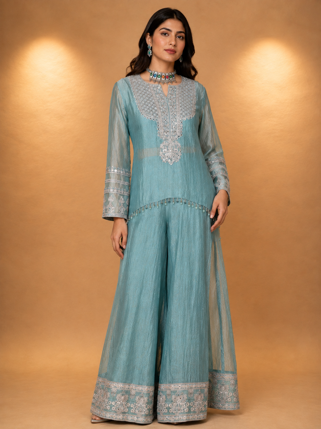 "Green Straight Cut Designer Suit with Intricate Embroidery | Elegant Festive Wear for Women "
