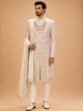 Cream Embroidered Sherwani Set for Men with Dupatta | Luxury Groom & Wedding Wear
