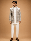 Ivory White Designer Embroidered Sherwani for Men | Luxury Wedding & Reception Wear
