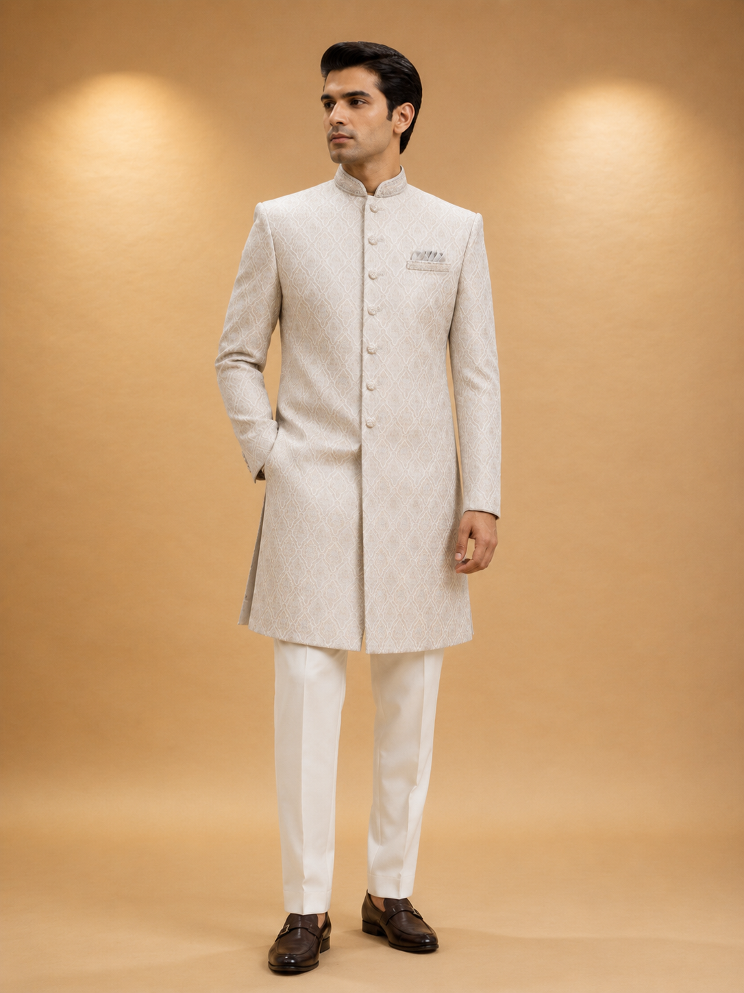 Aqua Embroidered Sherwani with Matching Trousers | Elegant Wedding & Festive Wear