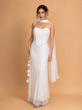 White | Embellished Fishcut Gown for Women
