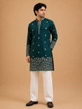 Men's Green Embroidered Kurta Pajama | Premium Designer Ethnic Wear for Weddings & Festive Occasions
