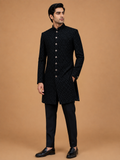 Men's Black Designer Sherwani | Premium Jacquard Wedding Sherwani for Groom & Festive Occasions