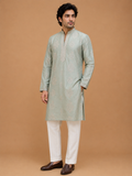 Men's Pista Green Embroidered Kurta Set | Premium Designer Ethnic Kurta for Wedding & Festive Wear
