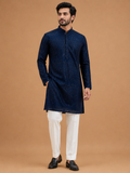 Men's Navy Blue Embroidered Kurta Set | Premium Designer Ethnic Wear for Wedding & Festive Occasions