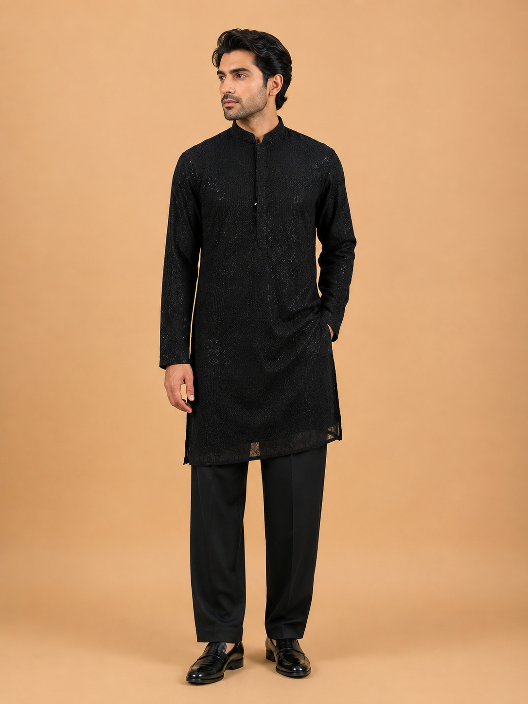 Men's Black Embroidered Kurta Set | Premium Designer Ethnic Wear for Wedding & Festive Occasions