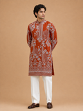 Men's Rust Embroidered Kurta Set | Premium Designer Ethnic Wear for Wedding, Festive & Traditional Occasions