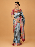 Women’s Cream Silk Saree with Multicolour Printed Border | Festive & Wedding Wear