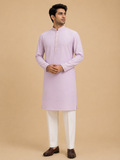 Men’s Pink Embroidered Kurta with White Trousers | Elegant Festive Ethnic Wear