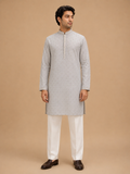 Men’s Brown Printed Kurta with White Trousers | Elegant Festive Ethnic Wear