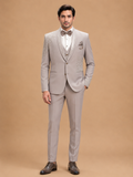 Luxury Ivory Embellished Three-Piece Suit for Men with Embroidered Shawl Lapel | Premium Wedding, Reception & Groom Formal Wear