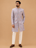 Men's Pastel Pink Jacquard Sherwani for Wedding & Reception | Designer Indo-Western Sherwani