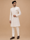 Men's Ivory Jacquard Sherwani Set for Wedding & Reception | Premium Designer Ethnic Wear