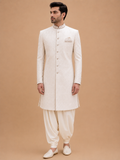 Men's Pista Green Jacquard Sherwani Set with Dhoti Pants | Premium Designer Wedding Ethnic Wear