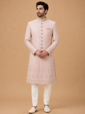 Men's Blush Pink Embroidered Sherwani Set | Premium Designer Wedding & Groom Ethnic Wear