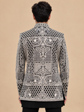 Black & Ivory Embroidered Indo-Western Sherwani Set for Men