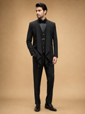 Black Embellished Tuxedo Suit for Men with Bow Tie & Waistcoat | Premium Formal Wear