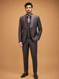 Wine 3-Piece Suit for Men with Waistcoat, Tie & Pocket Square | Premium Formal Wear