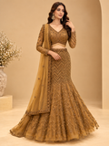 Brown Embellished Lehenga Choli with Sheer Dupatta | Designer Wedding Wear