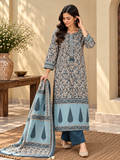 Front view of Blue Printed Kurta Pant Set with Dupatta by ASMA, Bengaluru