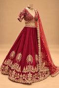 Premium Maroon Bridal Lehenga with Intricate Gold Embroidery and Dupatta for Women – product view 4