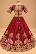 Premium Maroon Bridal Lehenga with Intricate Gold Embroidery and Dupatta for Women – product view 6