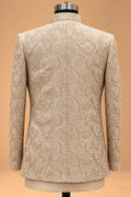 Champagne Ivory Floral Embroidered Indo-Western Sherwani Set for Men – product view 6